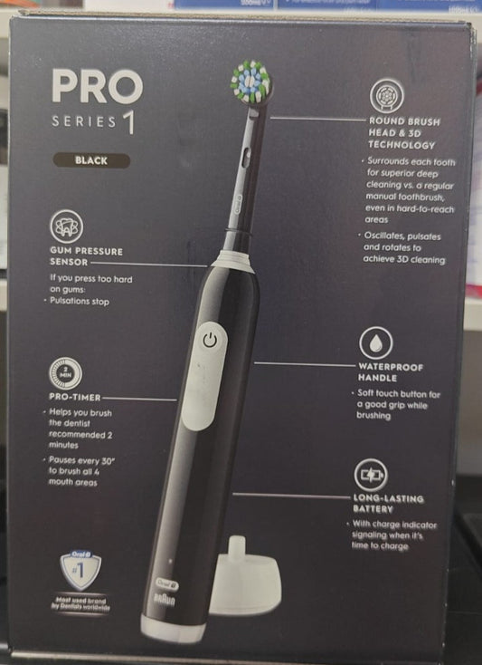 Oral-B Pro Series 1 Black Rechargeable Electric Toothbrush + Travel Case