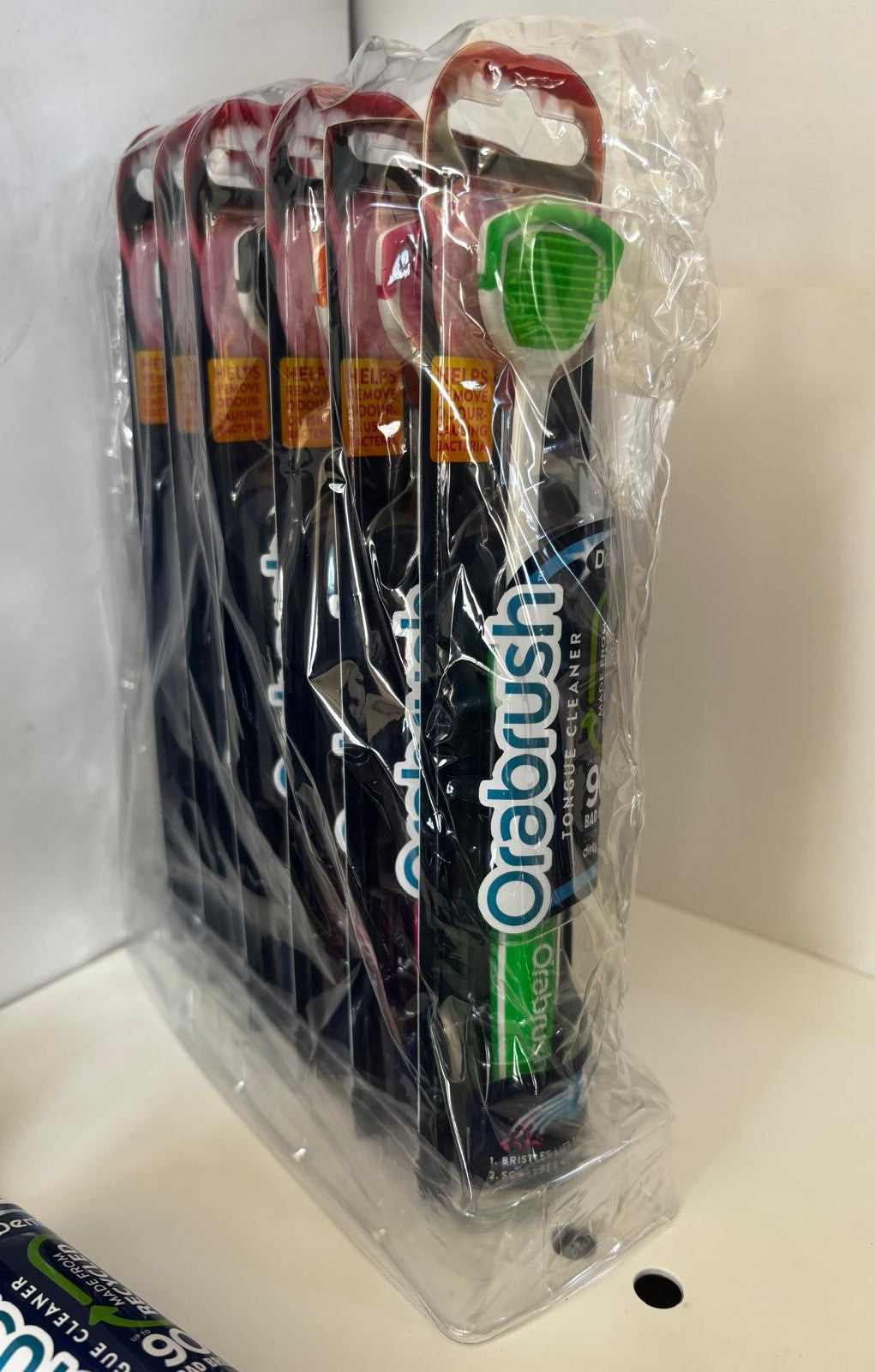2x Orabrush Tongue Cleaner Fresh Breath Brush With Scraper (Colours May Vary)