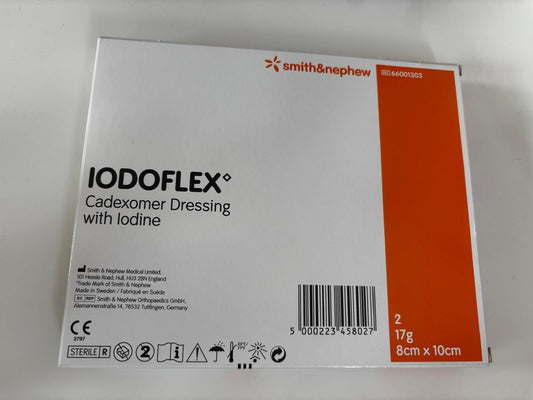 Smith & Nephew IODOFLEX Cadexomer Iodine Dressings 8cm x 10cm | 17g | Pack of 2