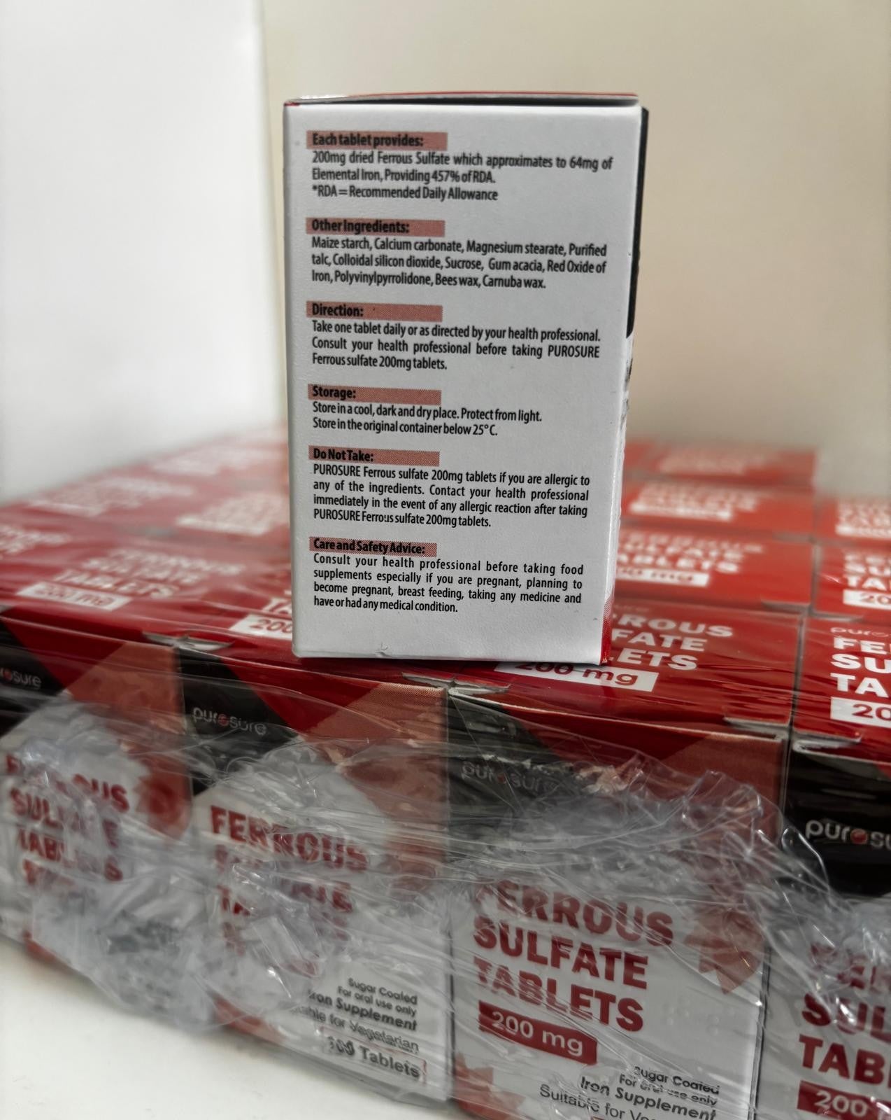 Ferrous Sulphate 200mg Iron Tablets x 3 Packs of 100 (300 tabs total)