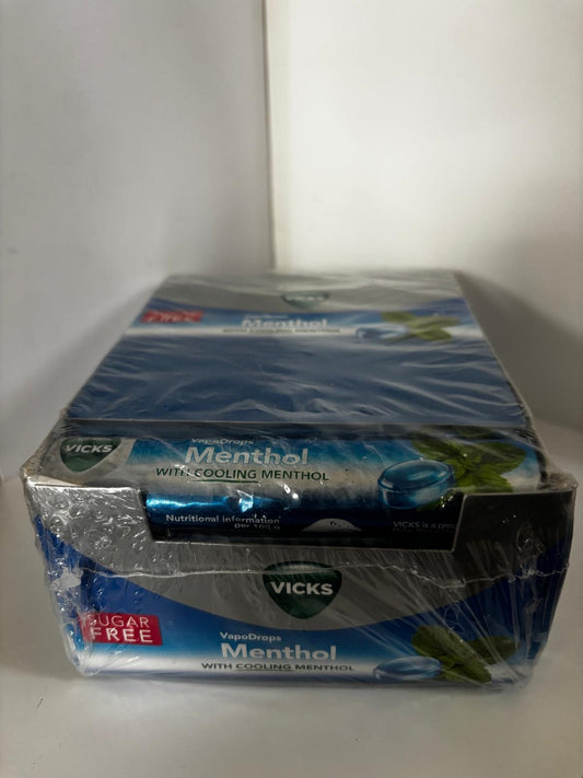 VICKS VapoDrops Cooling Menthol Sugar Free Lozenges–42g Pack Soothing Relief x24