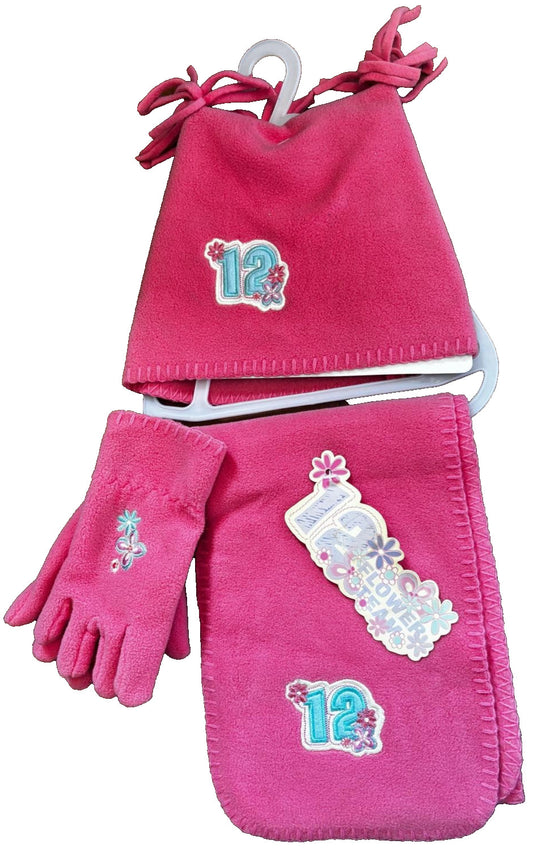 3PCS Kids Hat Scarf Gloves Set | Baby Winter Warm | Girls Boys | Blue or Pink |