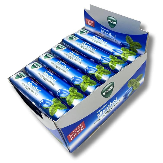 VICKS VapoDrops Cooling Menthol Sugar Free Lozenges–42g Pack Soothing Relief x24