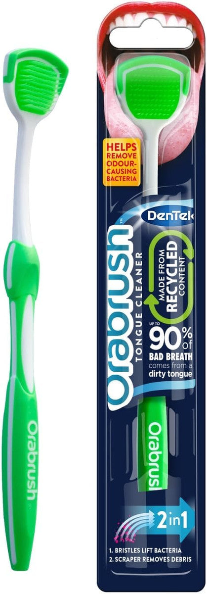 2x Orabrush Tongue Cleaner Fresh Breath Brush With Scraper (Colours May Vary)