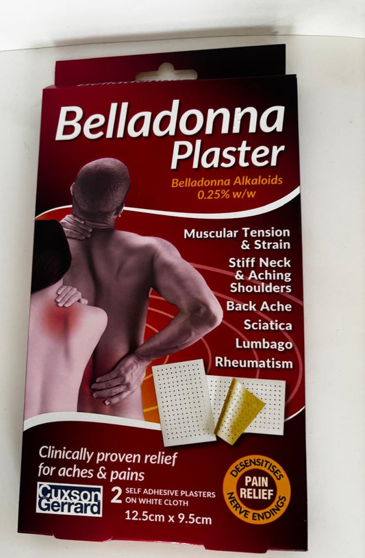 Belladonna Medicated Plaster – 2 Pack | Natural Pain Relief | 12cm x 9.5cm
