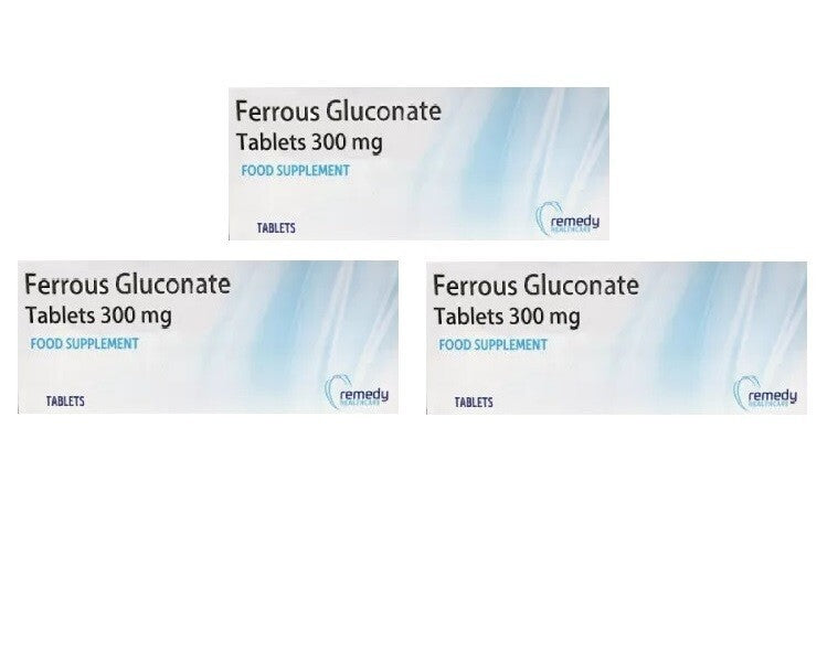 3x Ferrous Gluconate 300mg Tablets | Iron Supplement |84 Tablets  Brand May Vary