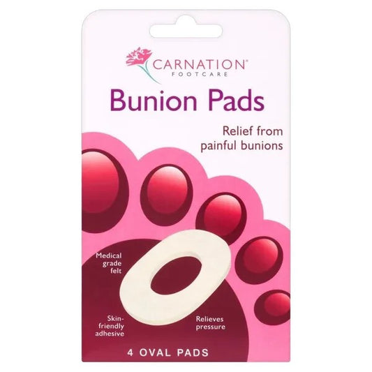 Carnation Bunion Pads - 4 Pack - Pain Relief Oval Felt Self Adhesive Plaster UK