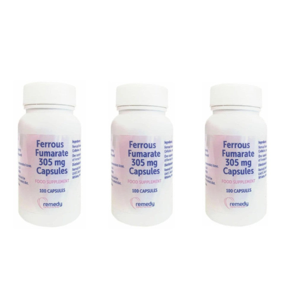 3 x Ferrous Fumarate 305mg Iron | 300 Capsules Total | Brand May Vary