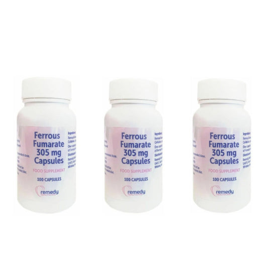 3 x Ferrous Fumarate 305mg Iron | 300 Capsules Total | Brand May Vary