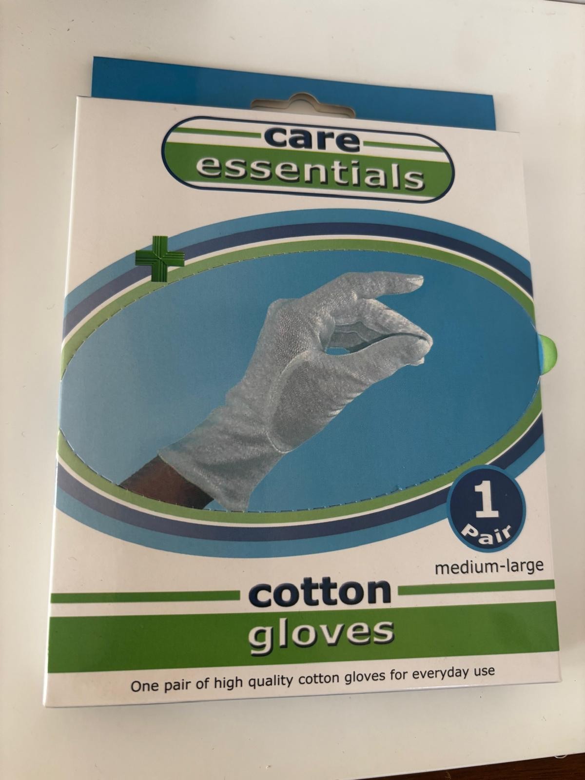 CARE ESSENTIALS COTTON GLOVES SIZE MEDIUM - LARGE 1 PAIR