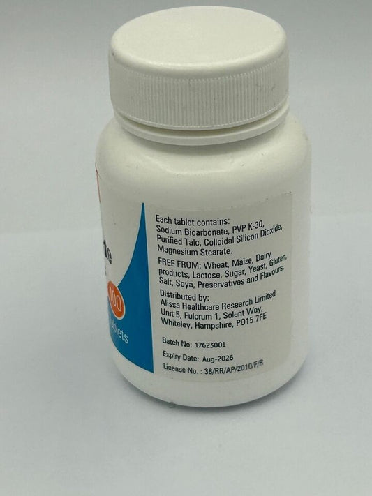 Sodium Bicarbonate 600mg 100 Tablets