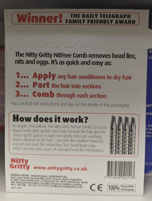 NitFree Comb - Elegant Stainless Steel Lice Remover with Micro-Spiral Grooves